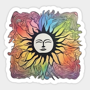 Colorful Abstract Sun and Moon Artwork No. 528 Sticker